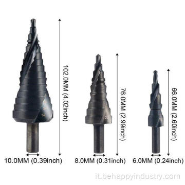 3 pacchetti set di bit di trapano a spirale a spirale